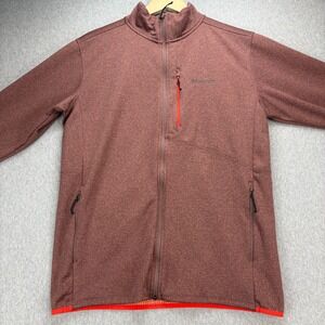 Columbia Fleece Jacket Mens L Red Orange Park View Full Zip Omni Wick Hiking